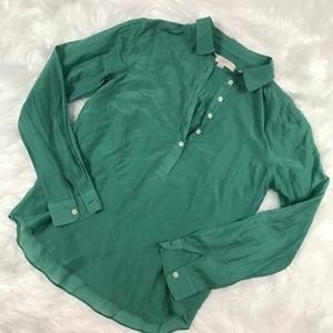 LOFT womens size XS cotton blend green blouse
